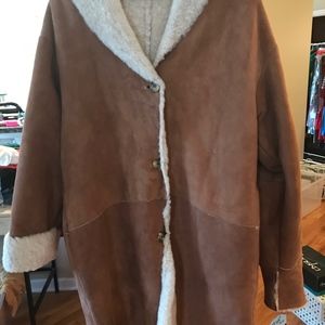 Womens Shearling Coat, Carmel Brown, New, Size 16